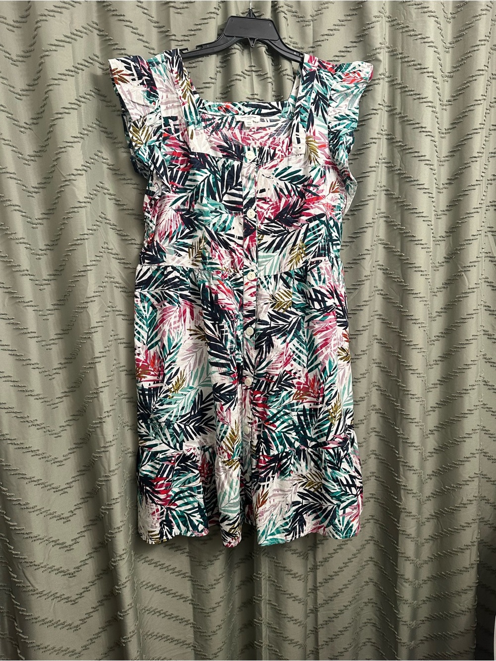 Beach lunch lounge floral tropical midi dress size L 
Linen blend